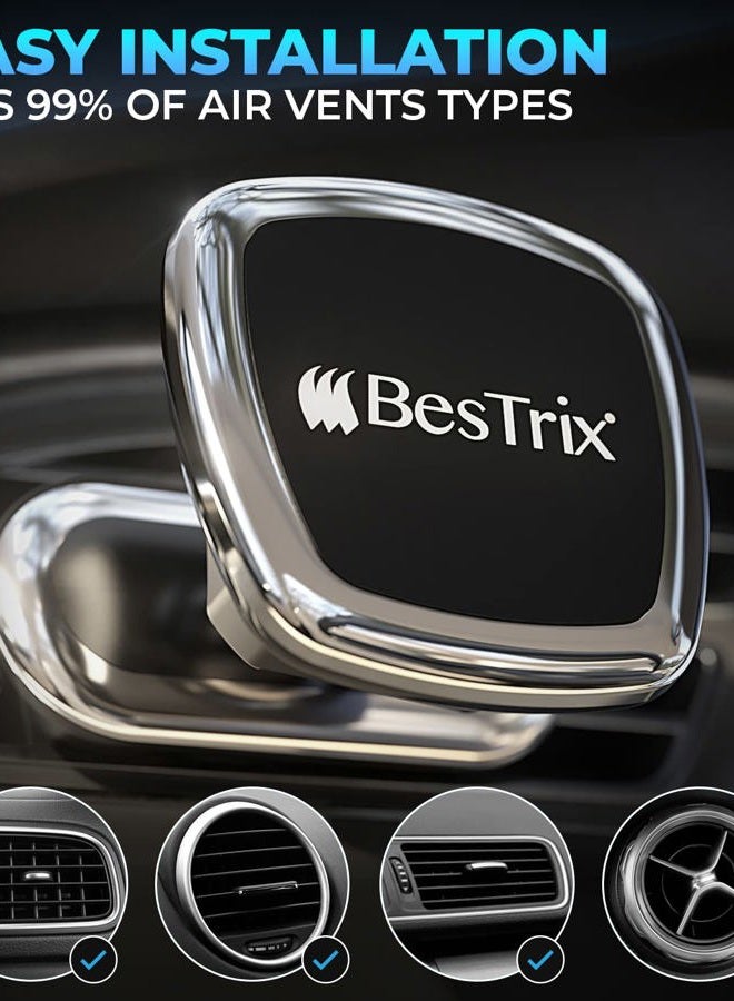 Bestrix Magnetic Phone Car Mount Magnetic Car Cell Phone Holder | Magnet Car Phone Holder Compatible w/ iPhone14 13 12 11 Pro/11 Pro Max/XS/XR/X,Galaxy S22 S21 S20 S10/S10+ Note & More (Air Vent) - Image 5