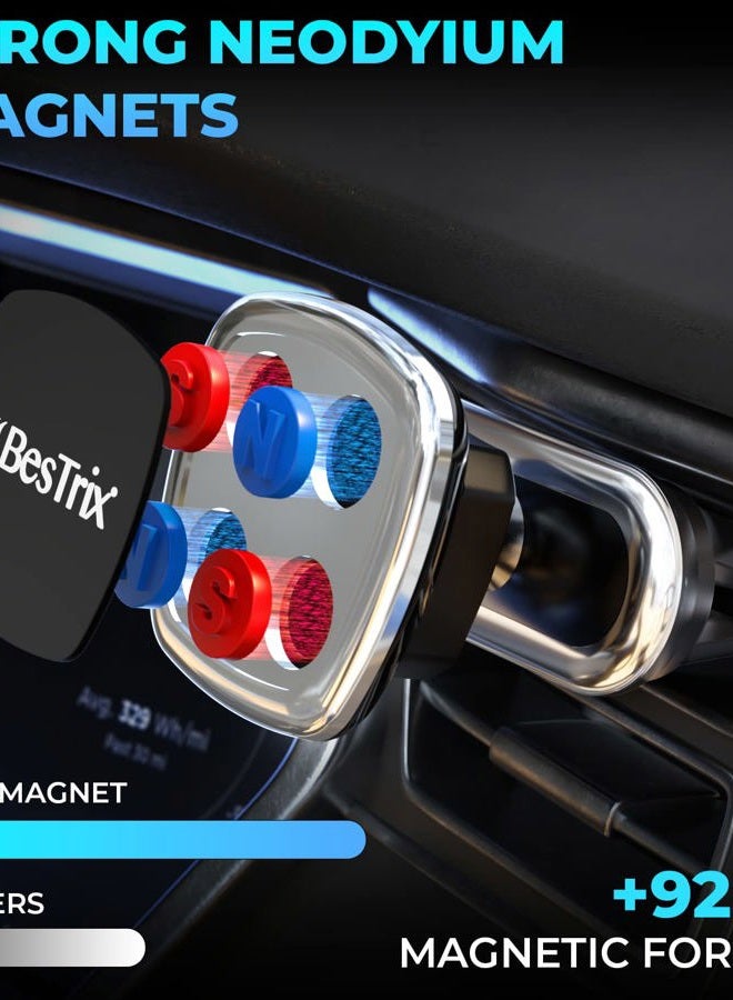 Bestrix Magnetic Phone Car Mount Magnetic Car Cell Phone Holder | Magnet Car Phone Holder Compatible w/ iPhone14 13 12 11 Pro/11 Pro Max/XS/XR/X,Galaxy S22 S21 S20 S10/S10+ Note & More (Air Vent) - Image 3