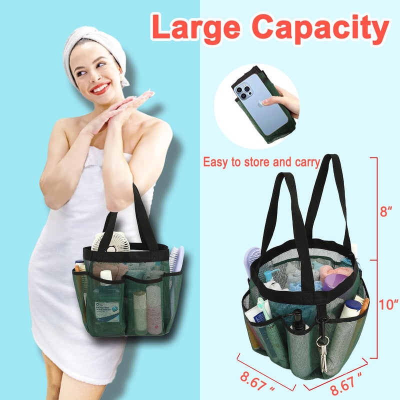 Fammart Mesh Shower Caddy Portable for College Dorm Room Essentials, 8-Pocket Large Shower Basket Tote Bag with 2 Handles for Toiletry, Bathroom, Beach, Camp, Gym - Image 2