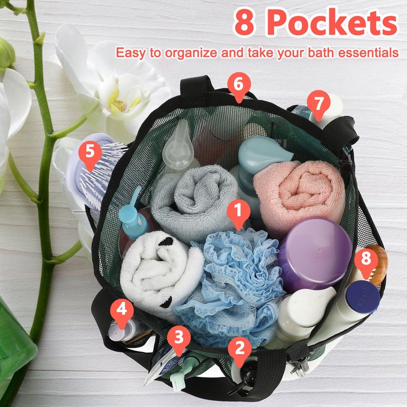 Fammart Mesh Shower Caddy Portable for College Dorm Room Essentials, 8-Pocket Large Shower Basket Tote Bag with 2 Handles for Toiletry, Bathroom, Beach, Camp, Gym - Image 4