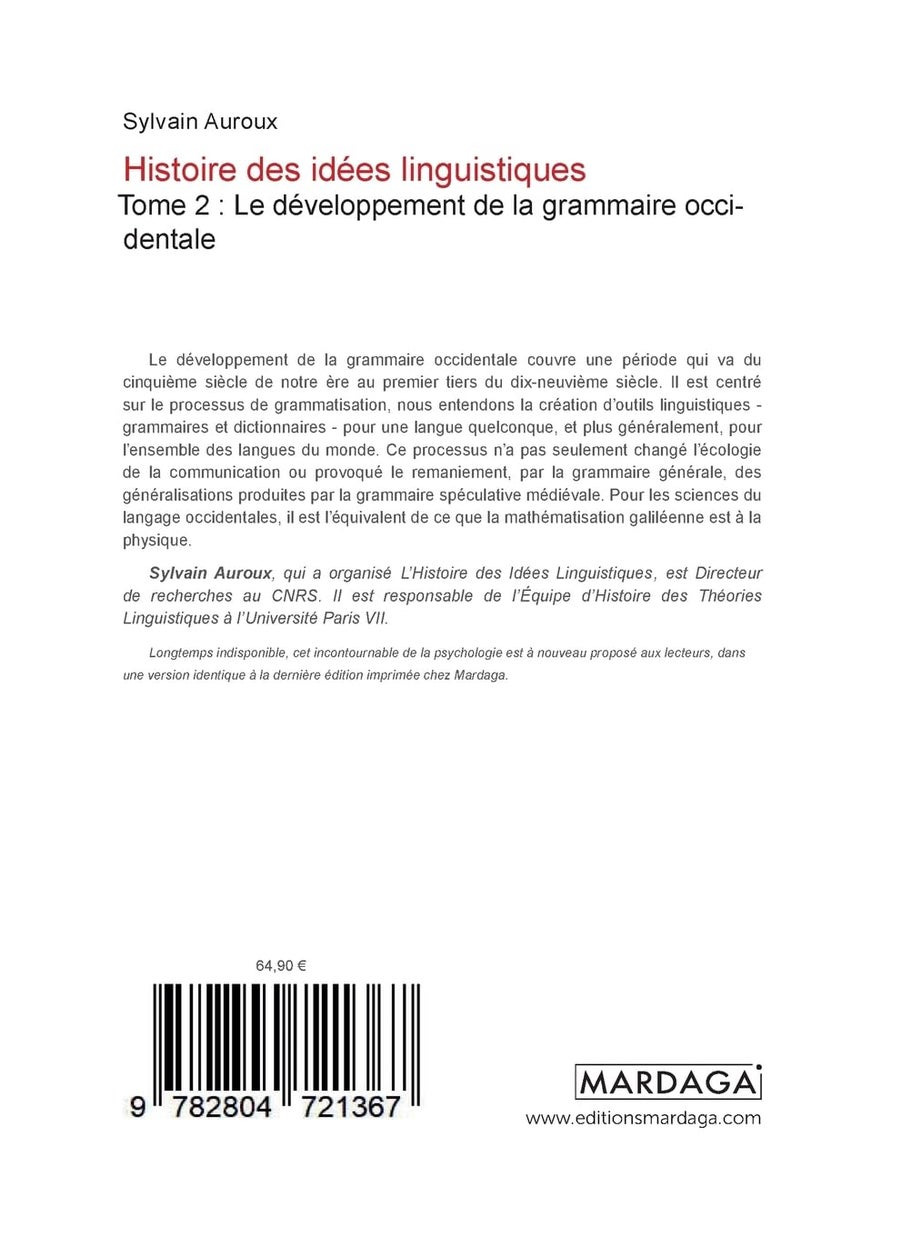 Histoire des idées linguistiques: Tome 2: Le développement de la grammaire occidenta  - Image 2
