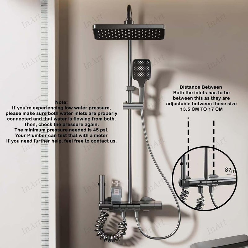 Inart Shower Panel For Bathroom Wall Mixer 3 In 1 Shower Set Luxury Panels Single Lever Hot And Cold With Handshower Faucet Spout Black Complete Washroom Showers - Image 3