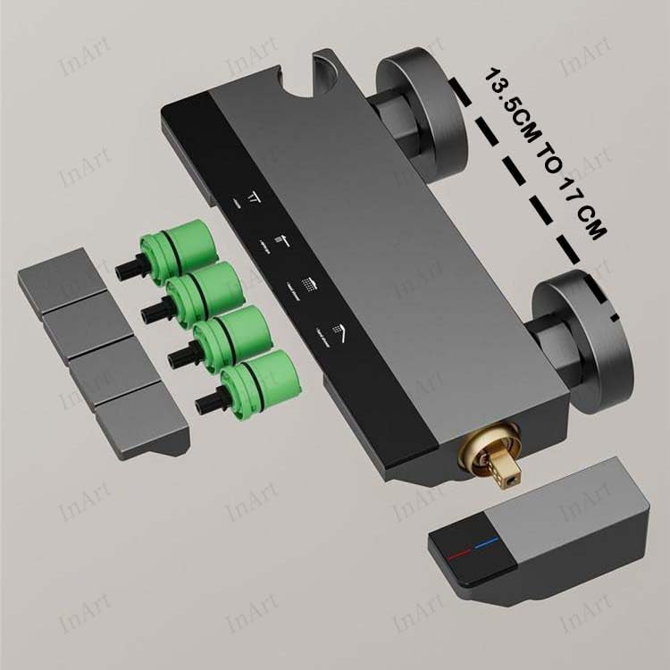 Inart Shower Panel For Bathroom Wall Mixer 3 In 1 Shower Set Luxury Panels Single Lever Hot And Cold With Handshower Faucet Spout Black Complete Washroom Showers - Image 5