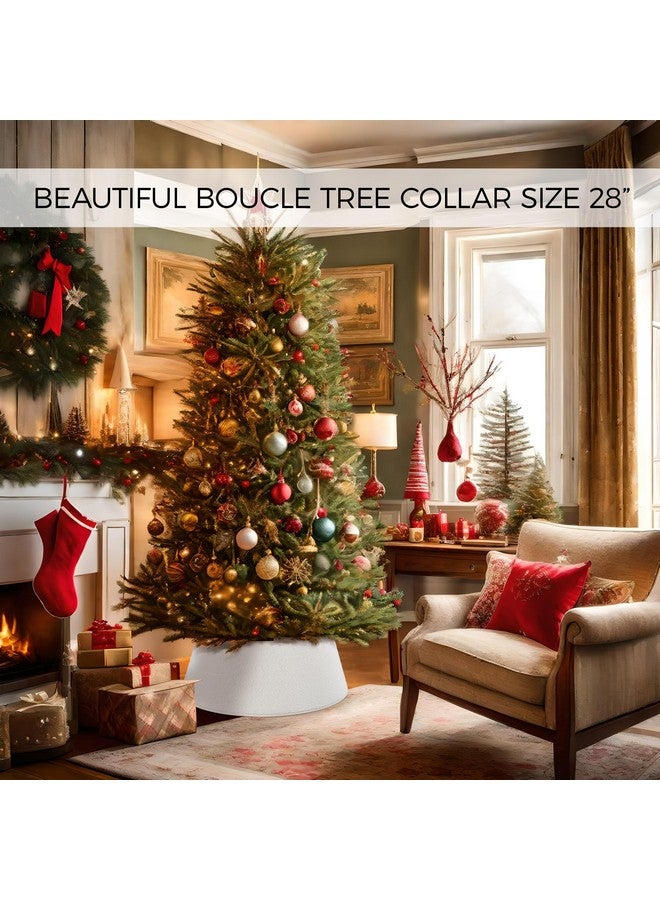 KIBAGA Beautiful Christmas Tree Collar - Authentic 28" Boucle Tree Ring for Any Christmas Decor - Easy to Set Up Skirt Enhances Your Holiday Home Decor - Image 3