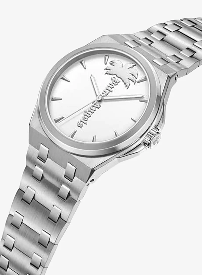 Palm Angels Lucentia Silver Dial Silver Stainless Steel Bracelet Analog Watch for Men, 43mm