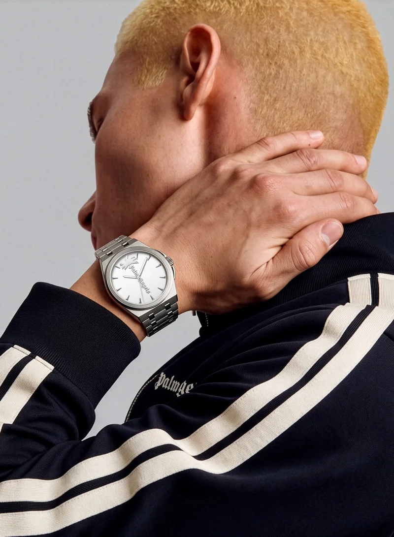 Palm Angels silver Lucentia Silver Dial Silver Stainless Steel Bracelet Analog Watch for Men, 43mm for Men | Best Price UAE