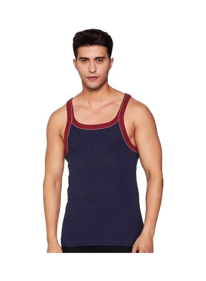 JOCKEY US54 Men Super Combed Cotton Rib Square Neckline Gym Vest with Back Panel Graphic Print Colours and Shoulder Strap