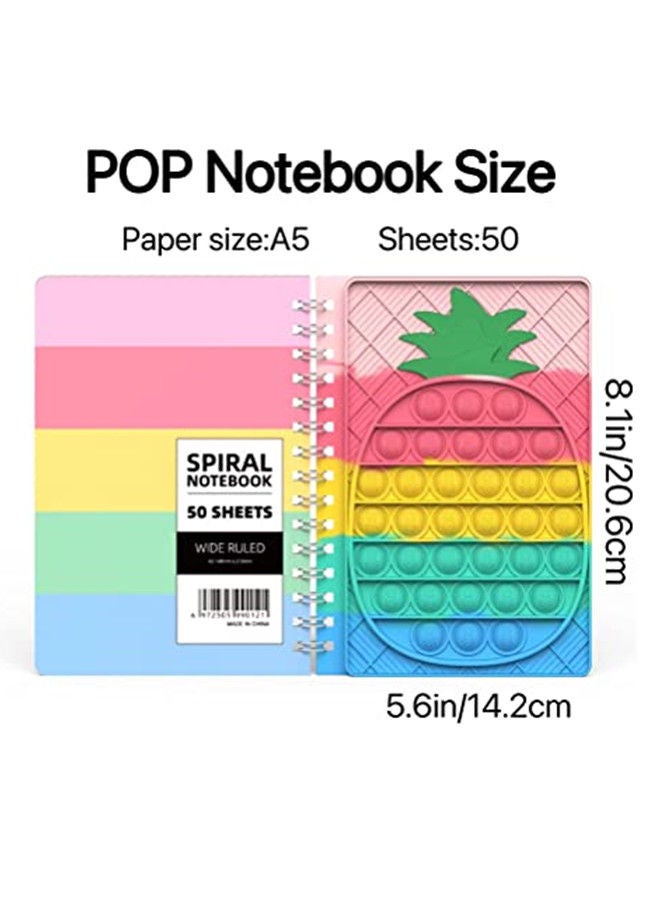 ISank A5 Pop Notebook Spiral Notebook for Girls and Boys Gift in School with Stress Relief Assistant Fidget Toy  - Image 2