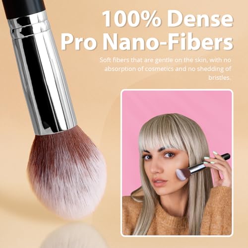 BEAKEY Makeup Brushes Sets, Brush Sets with Makeup Sponges (10+2pcs, with Black Case) - Image 4