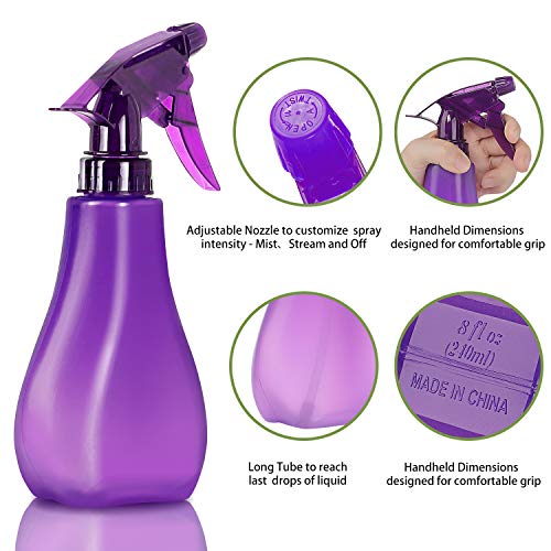 SuperMMarK 8 Oz Empty Plastic Spray Bottles with Adjustable Nozzle - Durable Trigger Sprayer with Mist & Stream Modes - Refillable Sprayer for Taming Hair, Hair styling, Watering Plants, Showering Pets - 4 Pack - Image 3