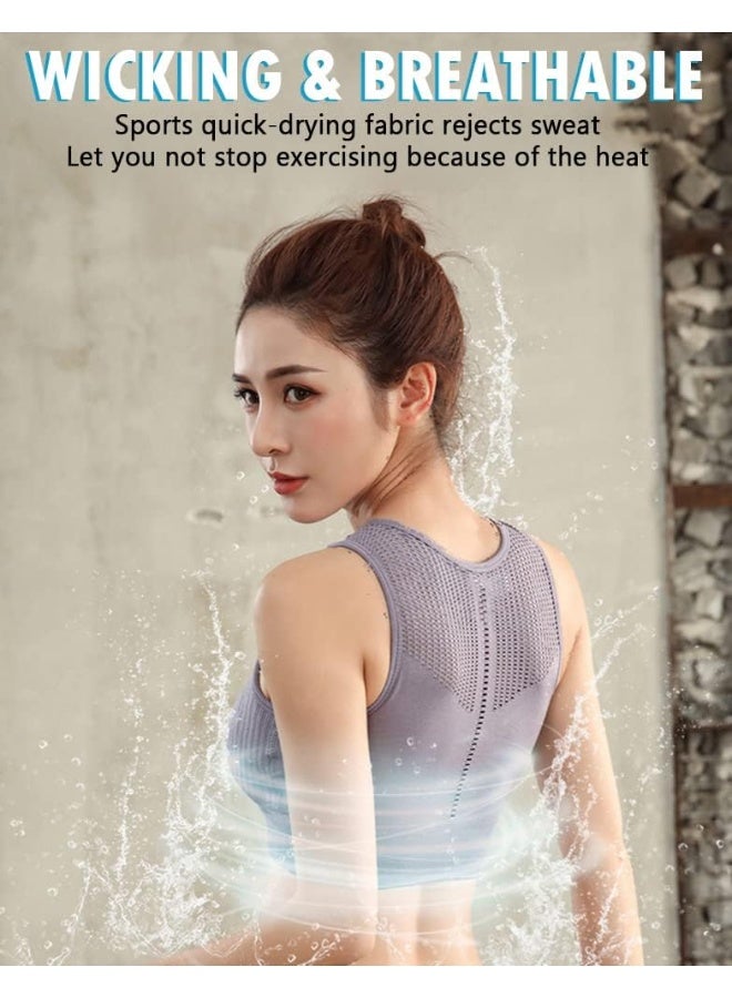 Rubik Sports Bra for Women, Padded Push Up Shockproof Quick Dry Seamless Hollow High Impact Support Bra for Yoga Gym Training Running Workout Fitness (X-Large, Misty Purple) - Image 5