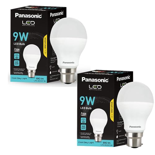 Panasonic 9 Watt LED Bulb, B22 Base 9W Light For Home, 25000+ BH with 1 Year Warranty, 6500K Cool Day (Pack of 2) - Image 1
