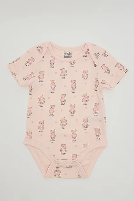 أر أند بي 3 Pack Printed Bodysuits with Short Sleeves