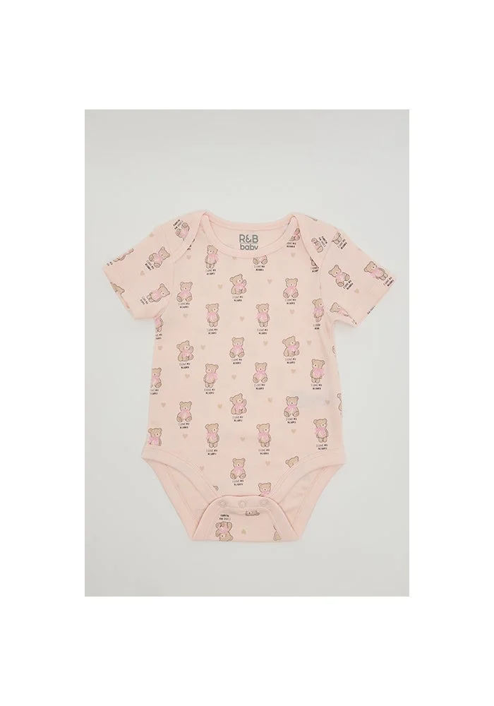أر أند بي 3 Pack Printed Bodysuits with Short Sleeves
