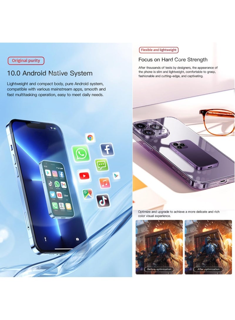 إيرتاب ميني 16 هاتف محمول صغير للغاية يعمل بنظام أندرويد رباعي النواة، هاتف ذكي صغير للغاية، صغير الحجم، مناسب للجيب، مناسب للطلاب والأطفال والرجال والنساء - ذهبي - Image 2