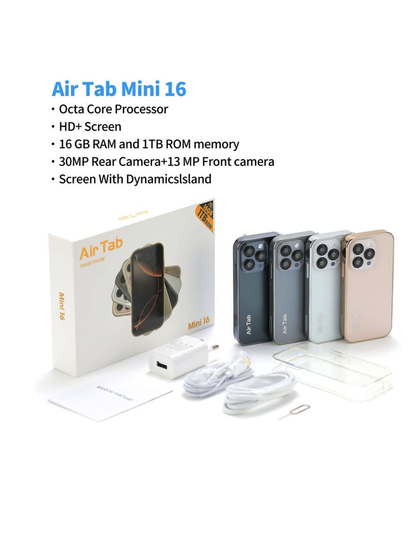 إيرتاب ميني 16 هاتف محمول صغير للغاية يعمل بنظام أندرويد رباعي النواة، هاتف ذكي صغير للغاية، صغير الحجم، مناسب للجيب، مناسب للطلاب والأطفال والرجال والنساء - ذهبي - Image 3