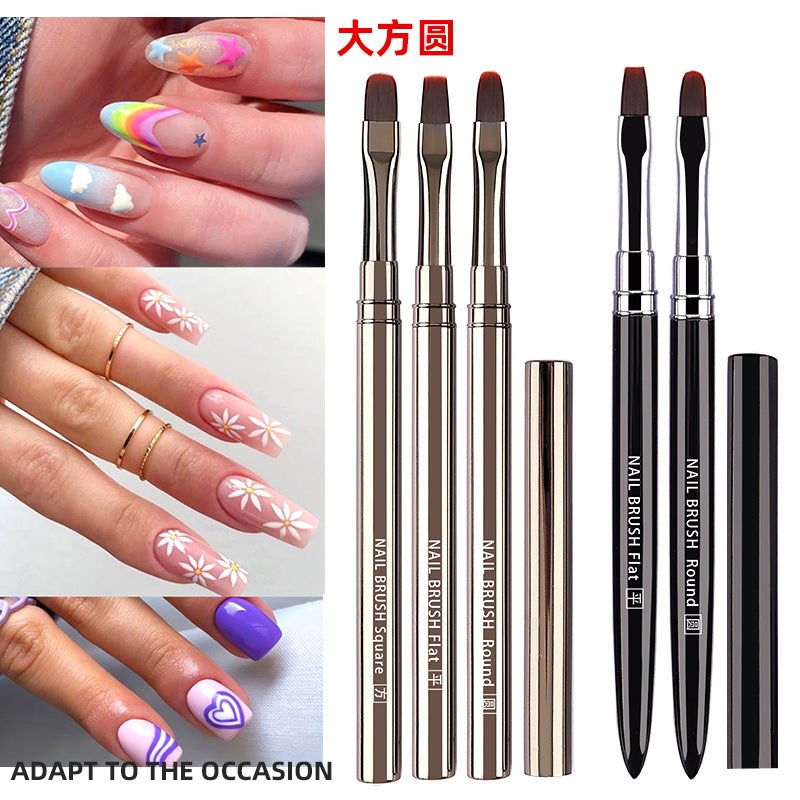 Metal Rod Nail Art Potherapy Pen Set For Nail Salons, Round Head Flat Head Large Square Round Potherapy Brush Gel Pen - Image 2
