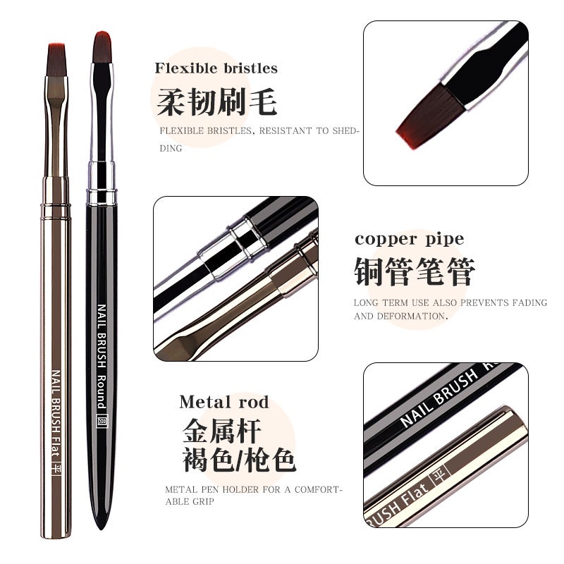 Metal Rod Nail Art Potherapy Pen Set For Nail Salons, Round Head Flat Head Large Square Round Potherapy Brush Gel Pen - Image 4