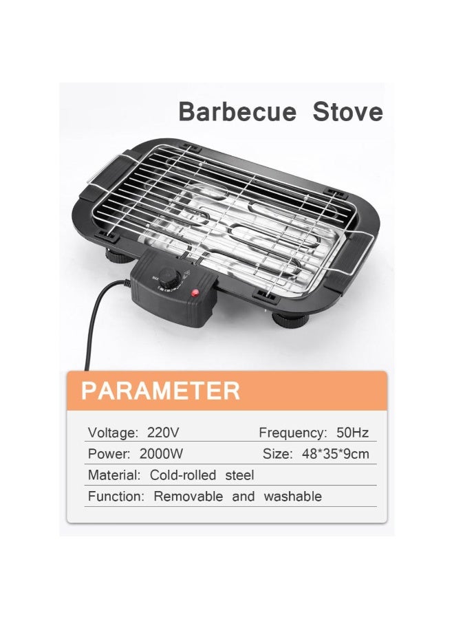 Tradeo Electric Barbecue Grill – Adjustable Heat, Detachable Tray & Non-Stick Steel BBQ Rack - Image 3