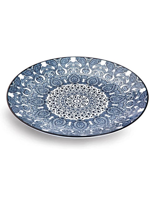 Che Brucia Arabesque Round Plate 25.4 Cm Diameter Blue/White