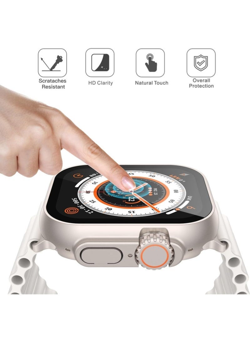 HL-Tech Case for Apple Watch Ultra 3 (2025) / Ultra 2 / Ultra 49mm case with Tempered Film Screen Protector, Full Protective Hard PC Bumper Touch Sensitive HD Screen Cover (49mm, Starlight) - Image 2