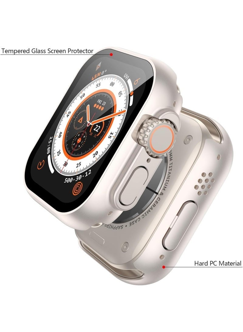 HL-Tech Case for Apple Watch Ultra 3 (2025) / Ultra 2 / Ultra 49mm case with Tempered Film Screen Protector, Full Protective Hard PC Bumper Touch Sensitive HD Screen Cover (49mm, Starlight) - Image 3
