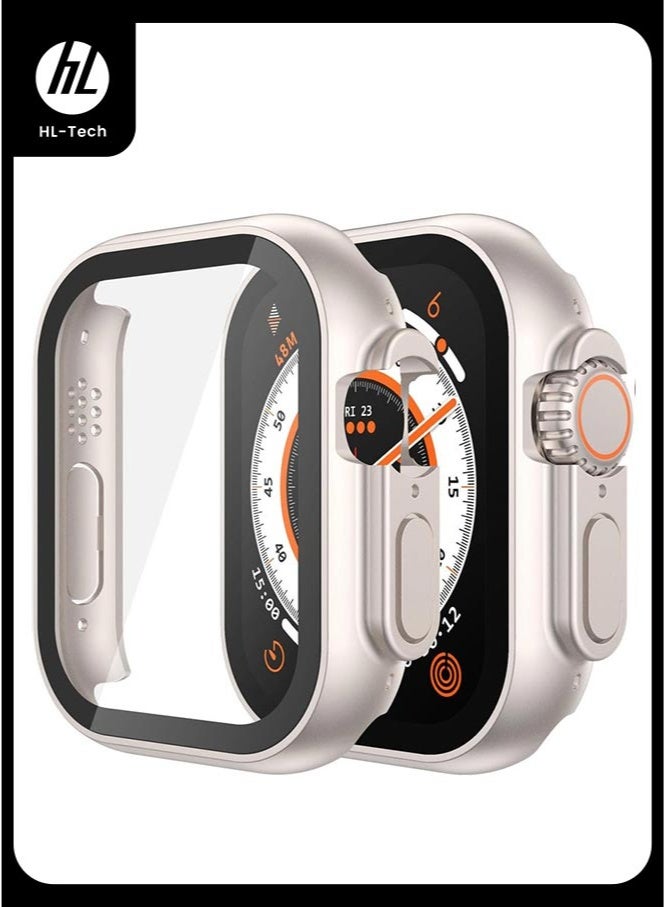 HL-Tech Case for Apple Watch Ultra 3 (2025) / Ultra 2 / Ultra 49mm case with Tempered Film Screen Protector, Full Protective Hard PC Bumper Touch Sensitive HD Screen Cover (49mm, Starlight) - Image 1