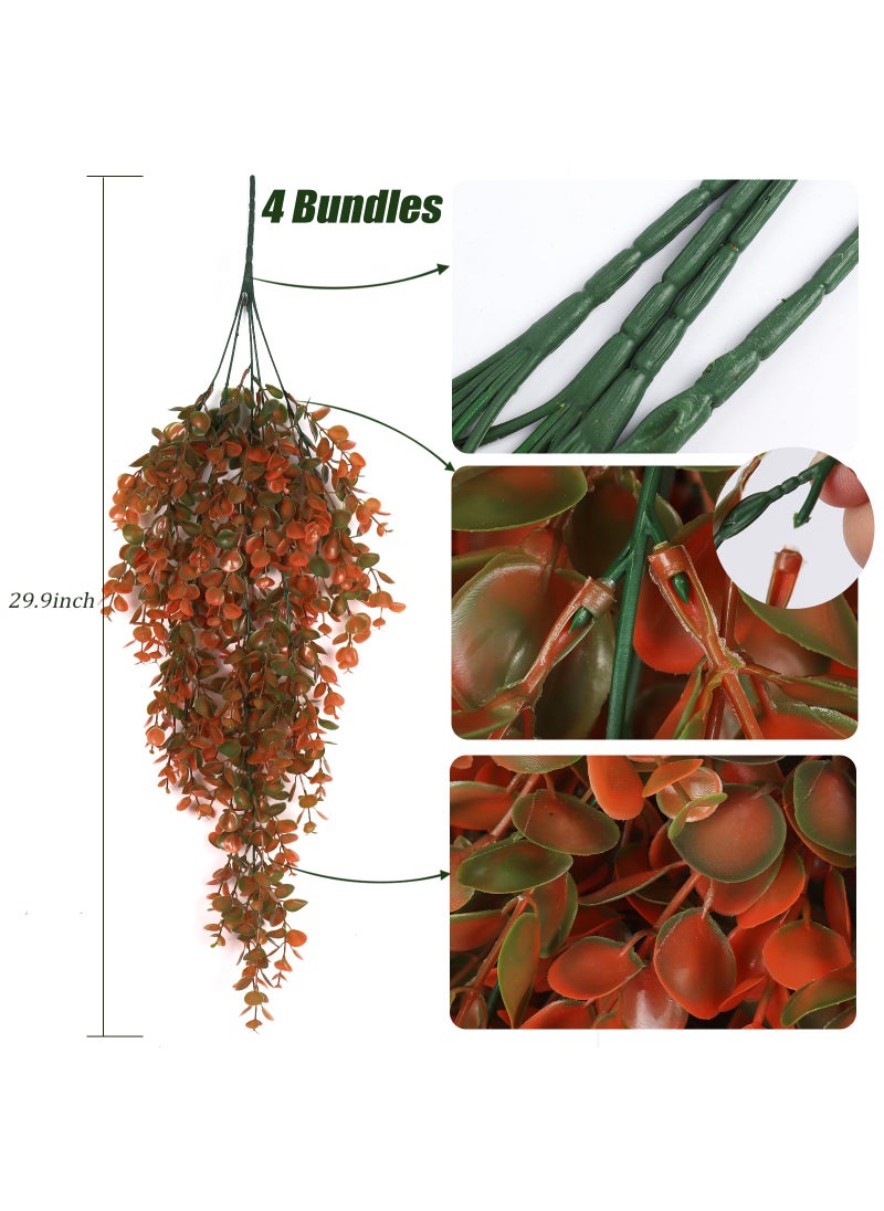 RECUTMS RECUTMS Artificial Fall Flowers Artificial Hanging Plants Faux Autumn Plants Faux Hanging Plants Artificial Plants Fake for Indoor Outdoors Fake Plants No Basket(Orange)  - Image 2