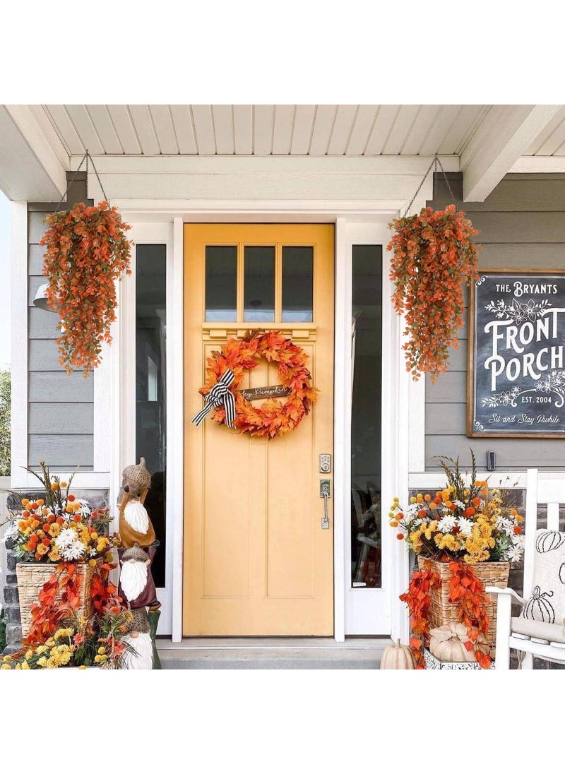 RECUTMS RECUTMS Artificial Fall Flowers Artificial Hanging Plants Faux Autumn Plants Faux Hanging Plants Artificial Plants Fake for Indoor Outdoors Fake Plants No Basket(Orange)  - Image 5