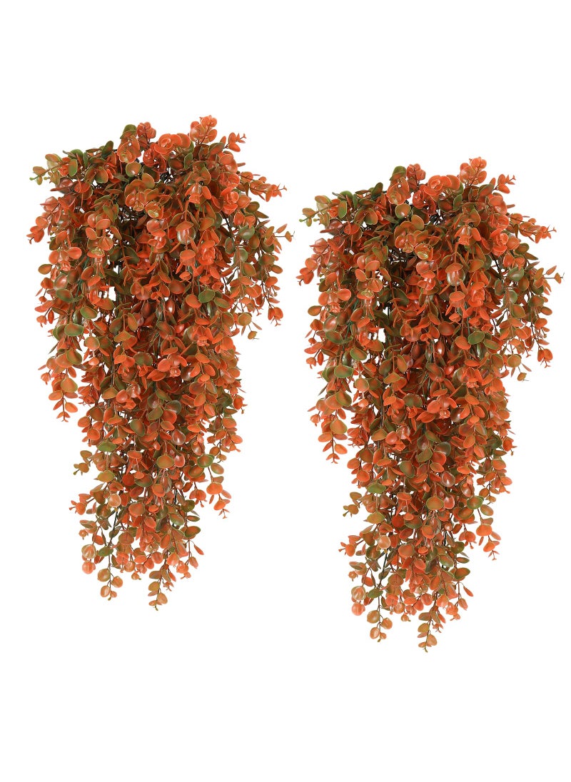 RECUTMS RECUTMS Artificial Fall Flowers Artificial Hanging Plants Faux Autumn Plants Faux Hanging Plants Artificial Plants Fake for Indoor Outdoors Fake Plants No Basket(Orange)  - Image 1