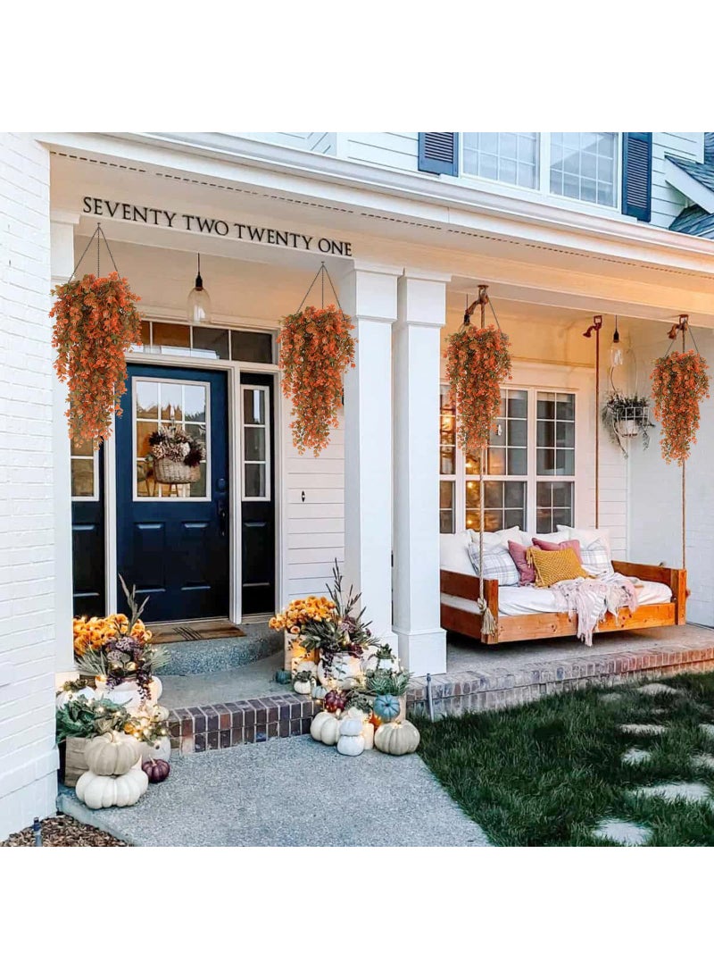 RECUTMS RECUTMS Artificial Fall Flowers Artificial Hanging Plants Faux Autumn Plants Faux Hanging Plants Artificial Plants Fake for Indoor Outdoors Fake Plants No Basket(Orange)  - Image 4
