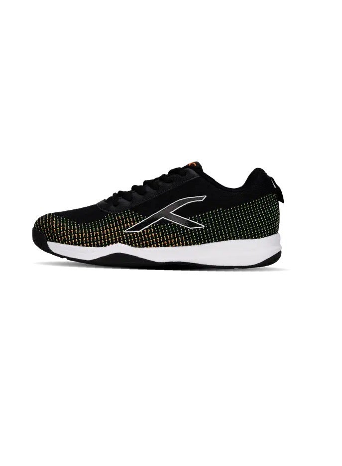 HUNDRED Blade Lite Badminton Shoes (Non Marking) | Also Perfect For Squash, Table Tennis, Volleyball, Basketball & Indoor Sports | Lightweight & Durable (Black/Orange/White,12 Uk) - Image 1