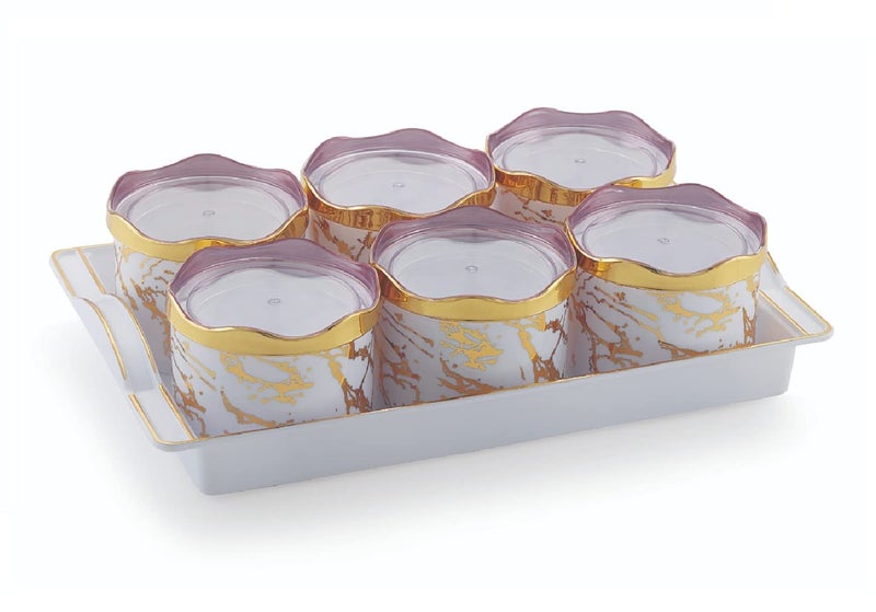 Moltres - Sun Ceramic_6 Multipurpose Serving Set (6 Air Tight Bowls with Tray Set) Dry Fruit, Chocolate, Mouth Freshener Container with Serving Tray Set (Plastic, White) - Image 2