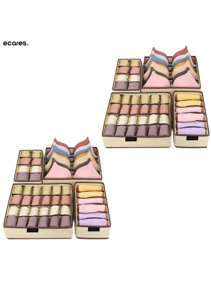 ECARES - ECARES® Lingerie Storage Box, 4 Pcs, Drawer Organizer, Wardrobe Clothes Storage Organizer, Cardboard Foldeable Case, Bra Organizer, Closet Organizer Box for Bra, Underwear, Panties, Briefs. (Pack-2) - Image 1