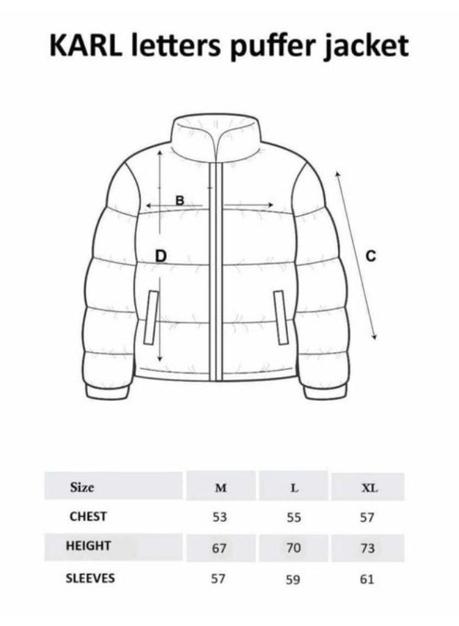 كارل لاغرفيلد جاكيت بافر شتوي أسود | تصميم عصري بطبعة مونوغرام كاملة | مبطن ودافئ ببطانة ناعمة | ياقة مرتفعة وسوستة أمامية | مناسب للشتاء والاستخدام اليومي - Image 3