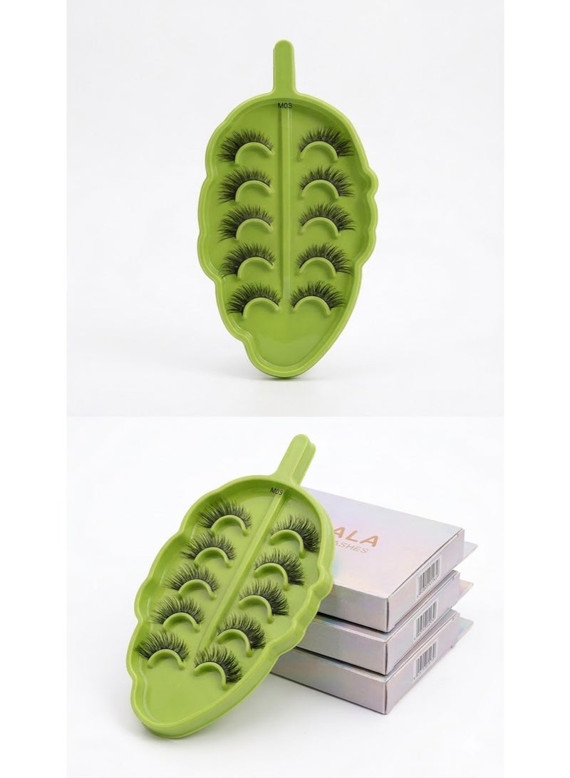 مجموعة رموش صناعية ثلاثية الأبعاد 5 أزواج – رموش قابلة لإعادة الاستخدام بتأثير كثافة طبيعي