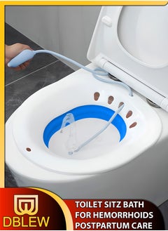 DBLEW Foldable Sitz Bath For Toilet Seat Soothes Hemorrhoids And Perineum Postpartum Care Pregnant Women Perineal Care Yoni Steam Collapsible Basin Flusher Hose Drain Holes Wider Seating Area Deeper Bowl  - Image 1