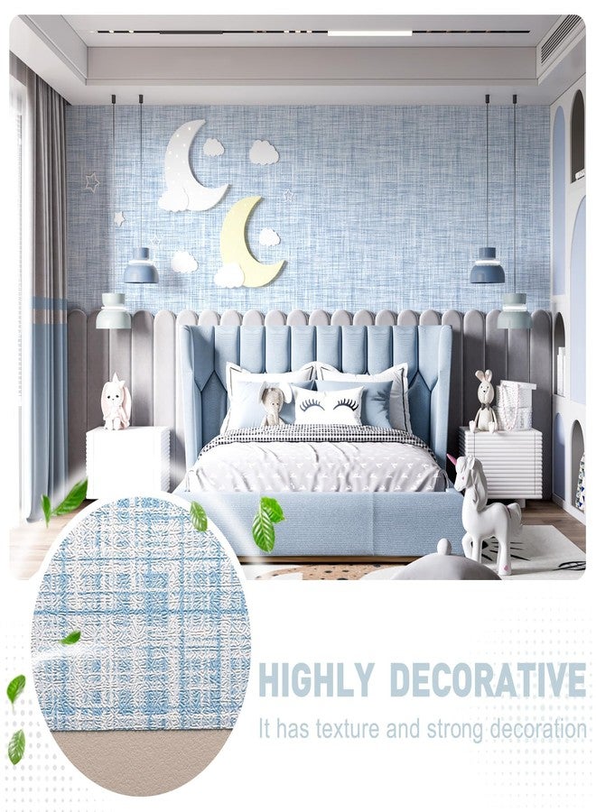 Qianglive Light Blue Grasscloth Wallpaper Peel and Stick Wallpaper Texture Contact Paper 17.3"x120" Vintage Wallpaper Removable Waterproof Wall Paper for Room Walls Cabinets Furniture Drawers Desk - Image 5