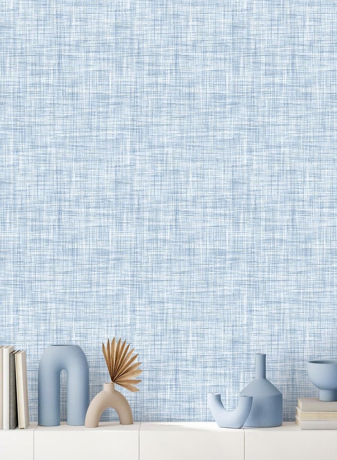 Qianglive Light Blue Grasscloth Wallpaper Peel and Stick Wallpaper Texture Contact Paper 17.3"x120" Vintage Wallpaper Removable Waterproof Wall Paper for Room Walls Cabinets Furniture Drawers Desk - Image 1