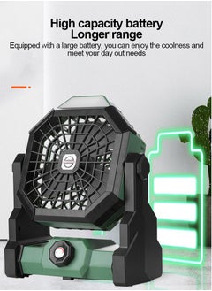 ET-LIFE Camping Fan Table Fan Portable Fan with LED Light Design Desk Fan Rechargeable Adjustable Speed Brightness with Hook for Camping Hiking BBQ Indoor Outdoor Home Office Travel (1200mAh)  - Image 4