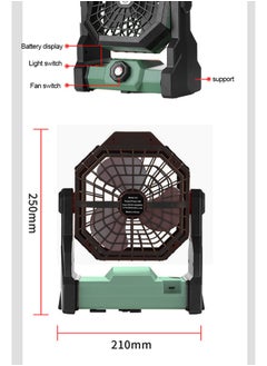 ET-LIFE Camping Fan Table Fan Portable Fan with LED Light Design Desk Fan Rechargeable Adjustable Speed Brightness with Hook for Camping Hiking BBQ Indoor Outdoor Home Office Travel (1200mAh)  - Image 5