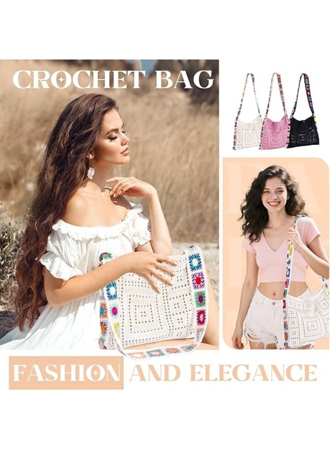 Bukela Knitted Crochet Handbag for Women, Stylish Hollow Out Design, Casual & Outdoor Travel Bag, Beige - Image 5