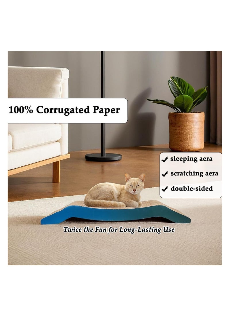 أن ان سي بيتس لوح خدش للقطط والقطط الصغيرة داخل المنزل، متين وقابل لإعادة التدوير، مصنوع من الورق المقوى المموج، ونبات النعناع البري، وتصميم قابل للعكس، ملحق للعناية بمخالب القطط 64 سم (أزرق) - Image 4
