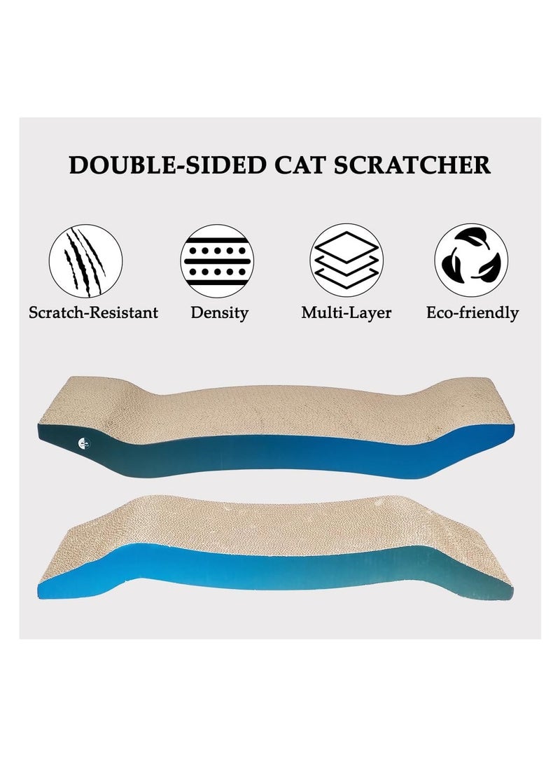 أن ان سي بيتس لوح خدش للقطط والقطط الصغيرة داخل المنزل، متين وقابل لإعادة التدوير، مصنوع من الورق المقوى المموج، ونبات النعناع البري، وتصميم قابل للعكس، ملحق للعناية بمخالب القطط 64 سم (أزرق) - Image 5