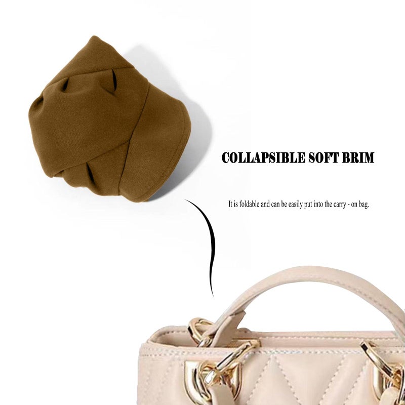 huablo Women's Folds Wool Newsboy Cap - Soft Brim, Convertible to Beret Style - Vintage Octagonal hat - Beige - Image 3
