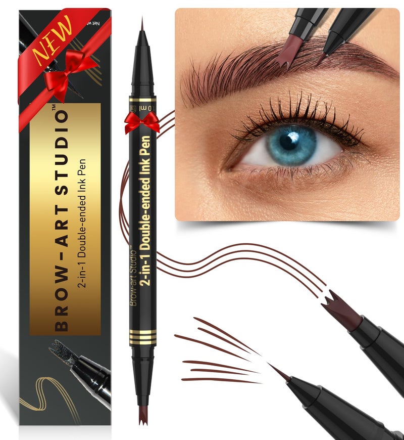 iMethod Microblading Eyebrow Pencil - Eyebrow Pen 2-in-1 Dual-Ended Brow Pencil with 3 Fork-Tip Applicator & Precise Brush-Tip Creates Natural-Looking Brows, Stay on All Day, Reddish Brown - Image 1