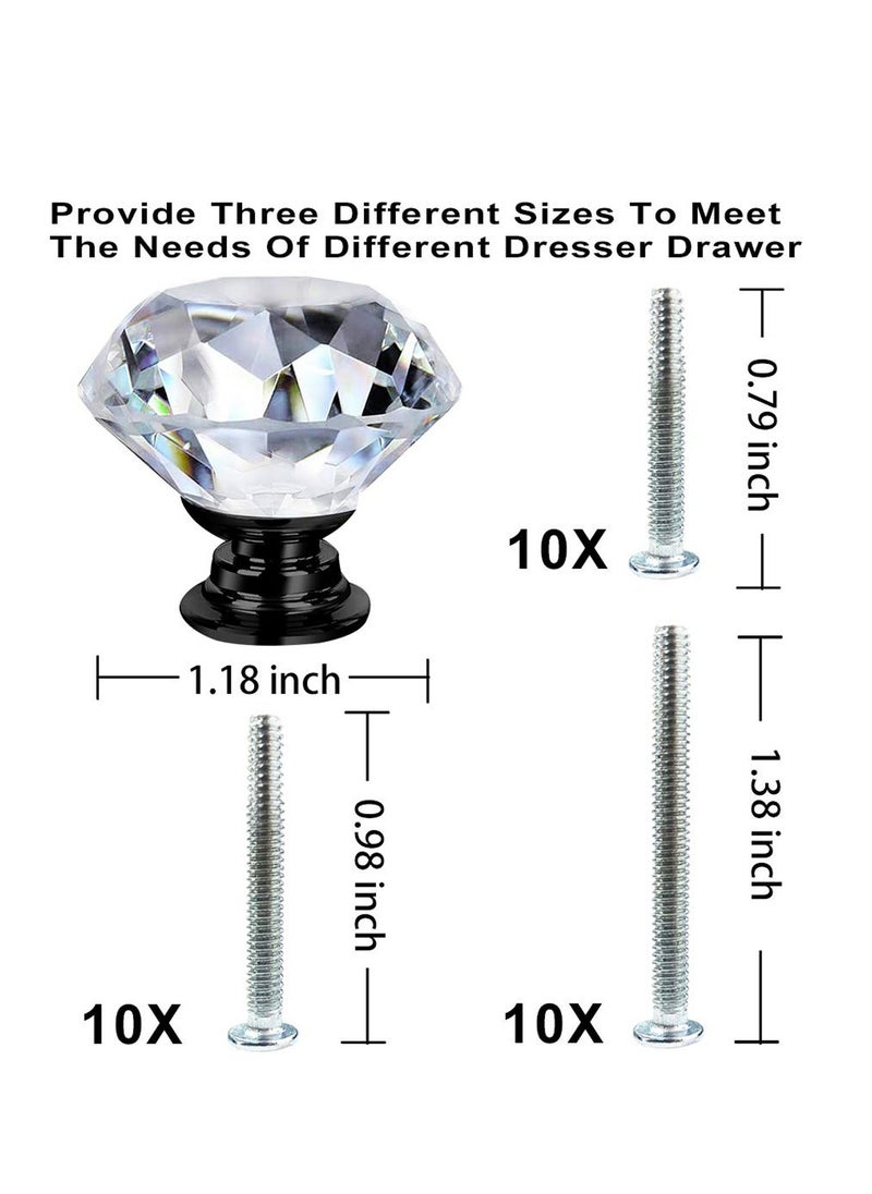 Generic - 10 Pack Dresser Drawer Cabinet Knobs 30 mm Diamond Shaped Crystal Glass Knobs Pulls for Kitchen Wardrobe Cupboard - Image 1