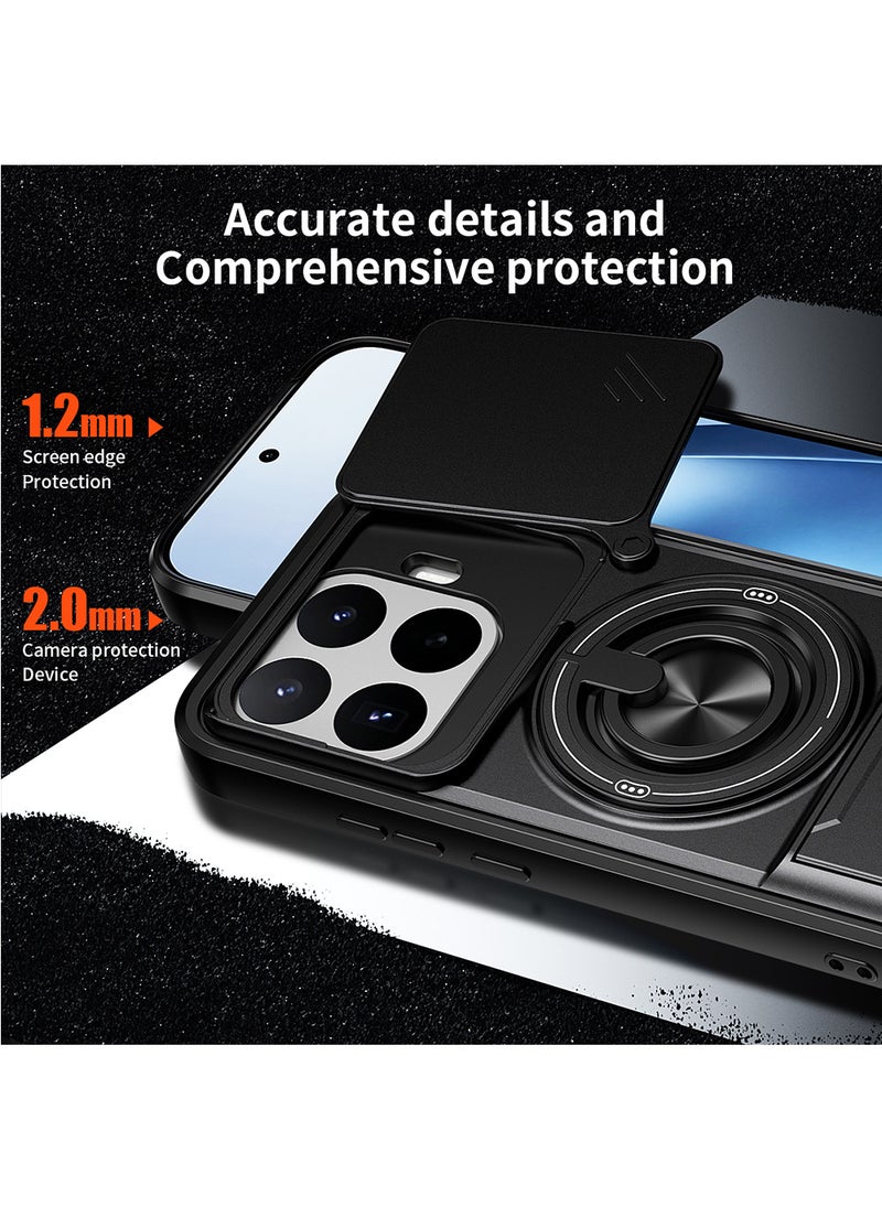 غطاء هاتف لـ Xiaomi 17T غطاء كاميرا منزلق، متوافق مع حامل السيارة المغناطيسي، حامل حلقي قابل للدوران 360 درجة + مسند، غطاء واقي مقاوم للصدمات يغطي الجسم بالكامل - Image 5