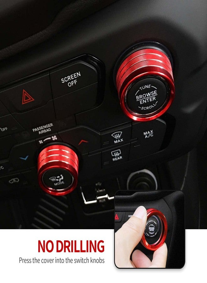 غطاء مقبض راديو مكيف الهواء من شيروكار، غطاء زر التحكم في مكيف الهواء، مفتاح ضبط مستوى الصوت، غطاء حلقة الزينة، متوافق مع جيب رينيجيد 2018 2019 2020 2021 2022 2023 (أحمر) - Image 4