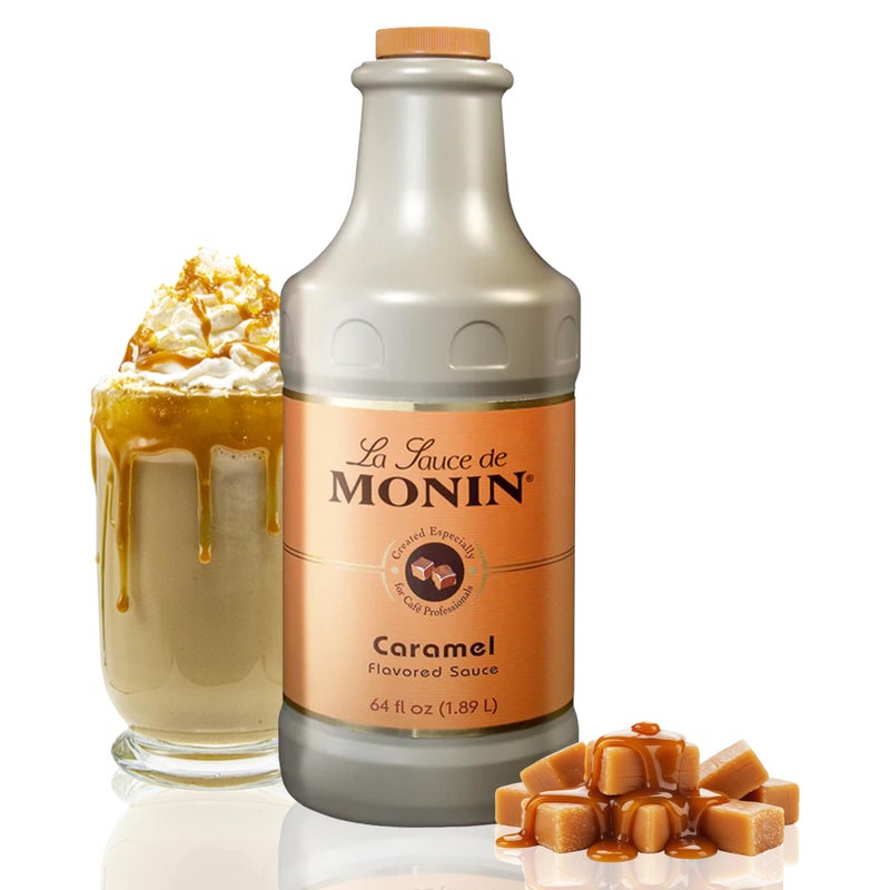 Monin - Gourmet Caramel Sauce, Rich and Buttery, Great for Desserts, Coffee, and Snacks, Gluten-Free, Non-GMO (64 Ounce) - Image 1